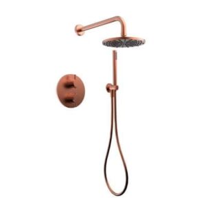 DU5425-91 Xenz Duero thermostatische inbouw regendoucheset Oude Koper