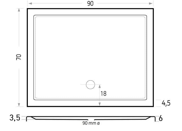 Mariana Plus douchebak 90x70 ebony - Afbeelding 2