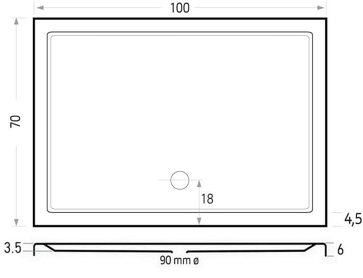 Mariana Plus douchebak 100x70 mat wit - Afbeelding 2
