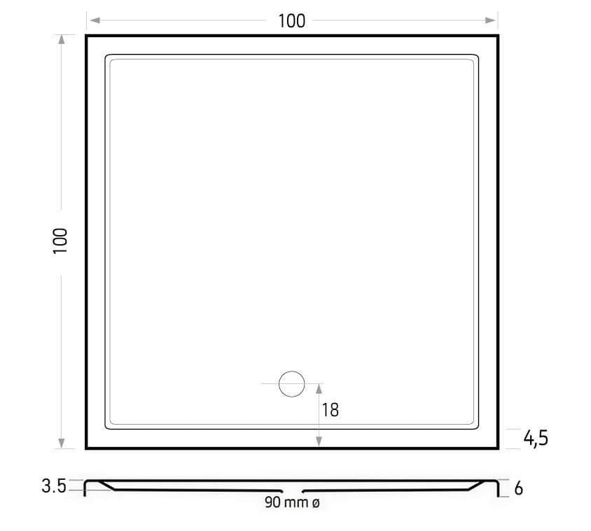 Mariana Plus douchebak 100x100 wit - Afbeelding 2