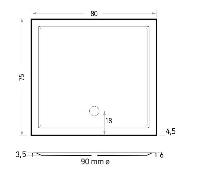 Mariana Plus douchebak 80x75 cement - Afbeelding 2