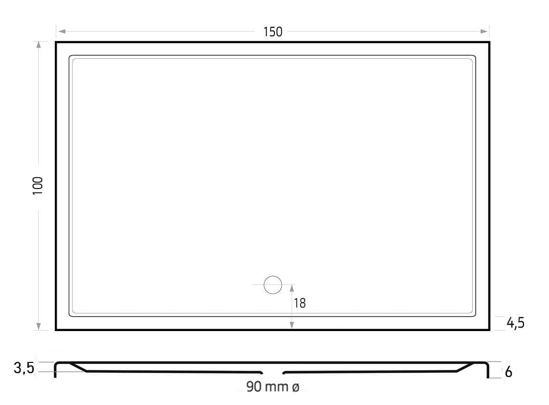 Mariana Plus douchebak 150x100 mat wit - Afbeelding 2