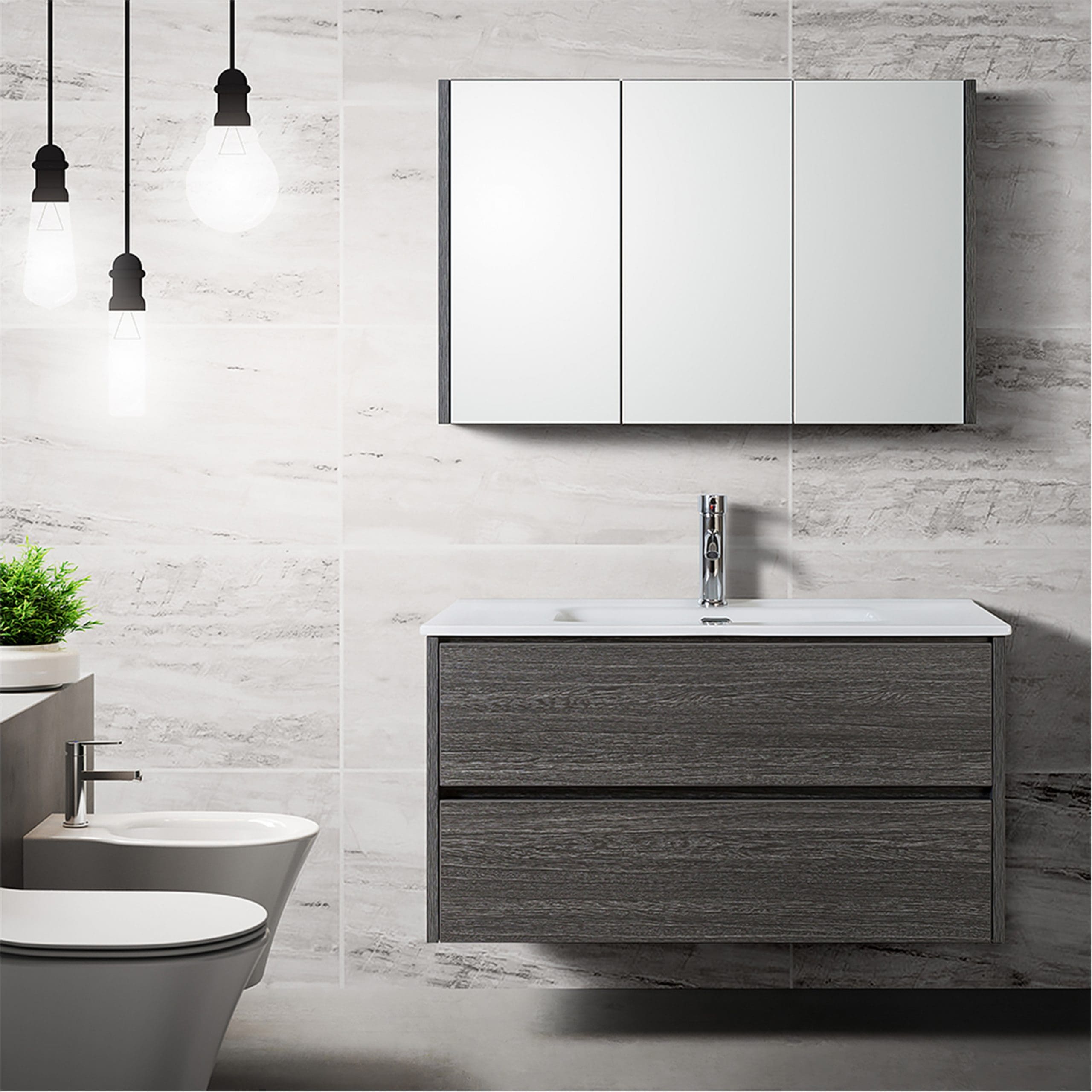 Badkamermeubel grijs 80cm Floris