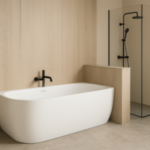 Half Vrijstaand Bad Rechts 170cm Mat Wit