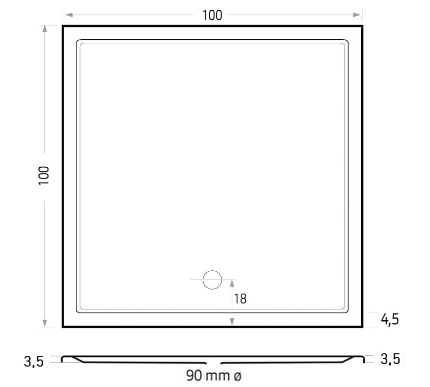 Mariana douchebak 100x100 antraciet - Afbeelding 2