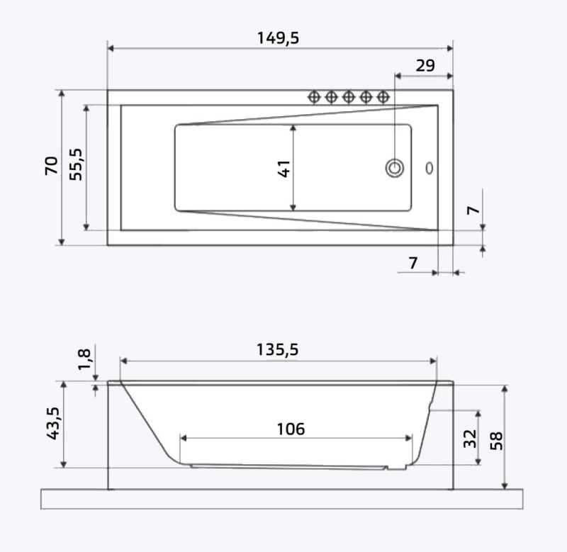 Jamaica bad 150x70 wit - Afbeelding 3
